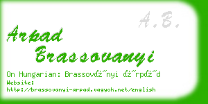 arpad brassovanyi business card